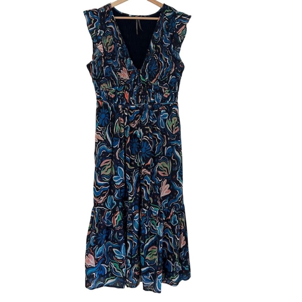 Anthropologie Blue Multicolor Midi Dress - Picture 5 of 16